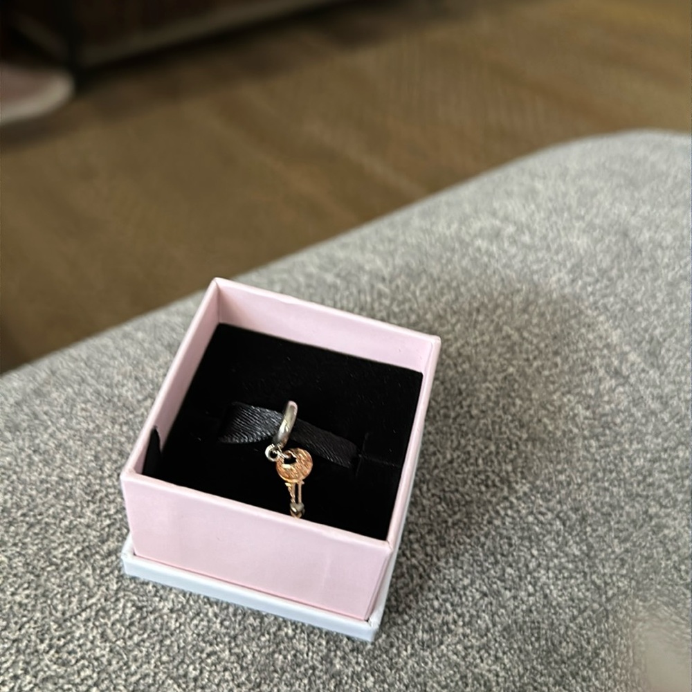 Two tone Radiant Heart Dangle Charm Authentic Pandora